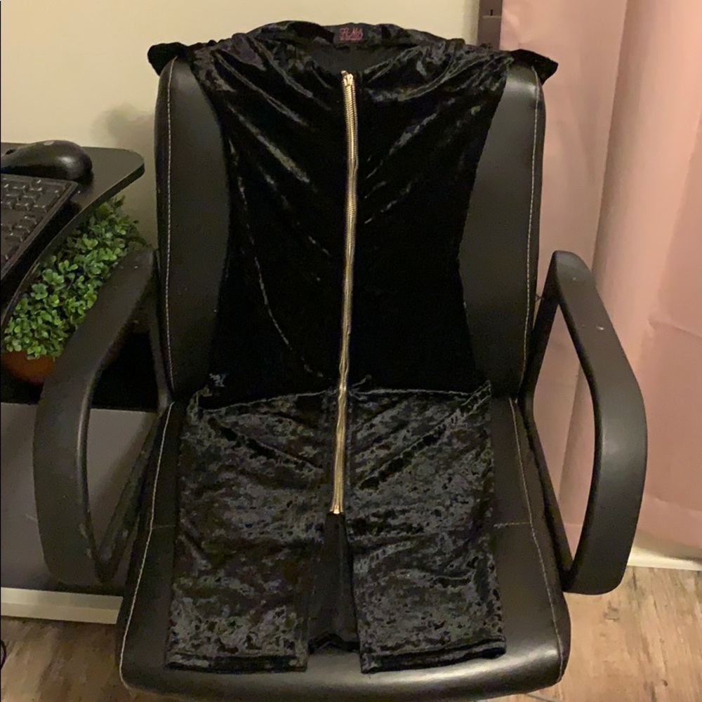 Hot Miami styles black crushed velvet dress